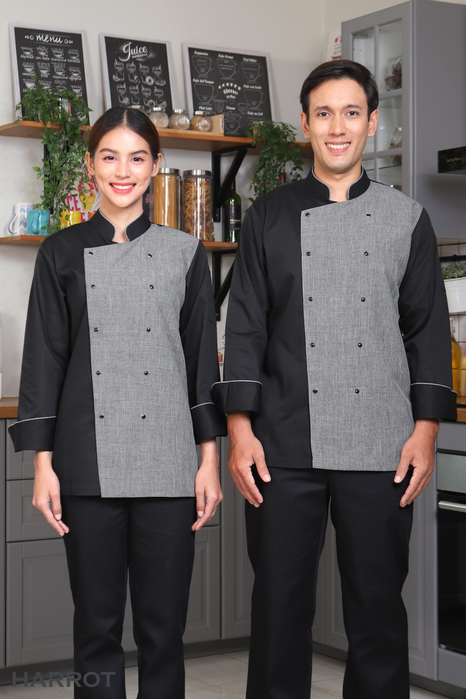 เสื้อเชฟ มาสเตอร์ คอจีน แขนยาว กระดุมแป๊ก