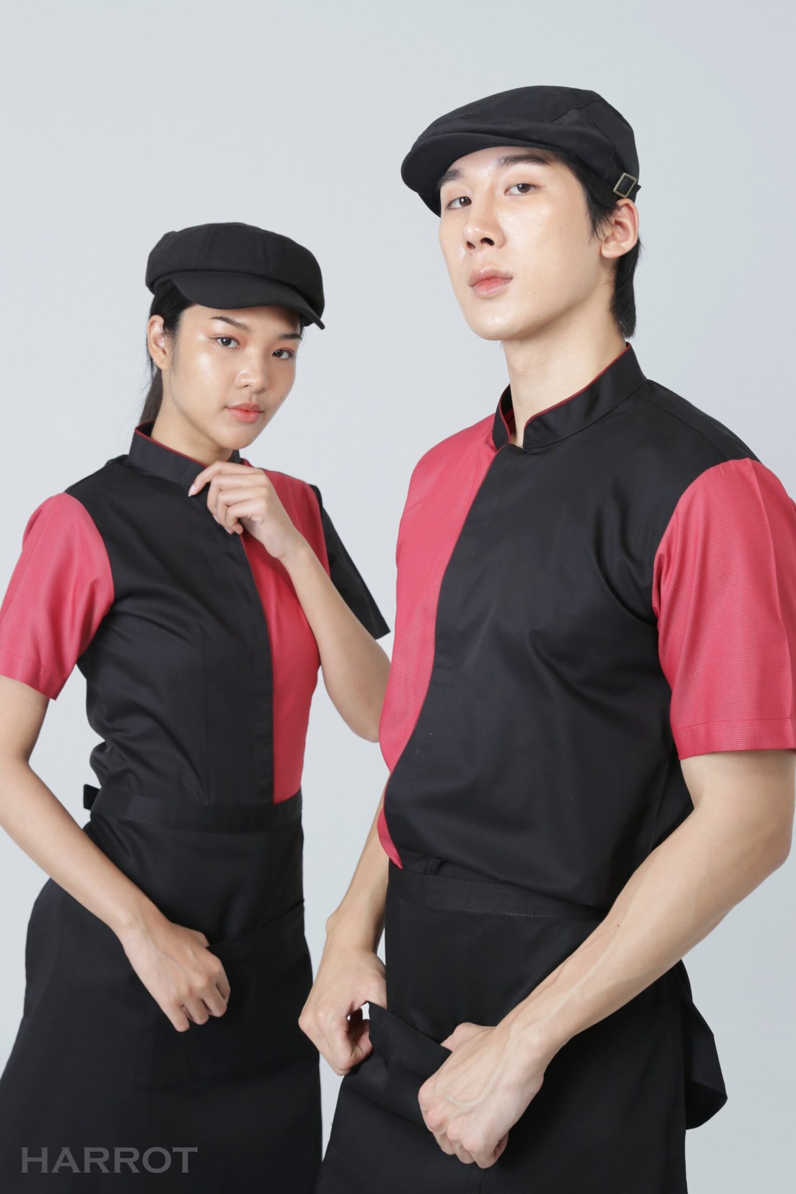 เสื้อพนักงานเสิร์ฟทูโทน แขนสั้น