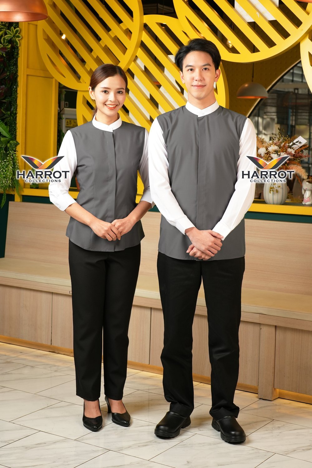 เสื้อพนักงานเสิร์ฟ รุ่นลอนดอน แขนยาว 4 ส่วน