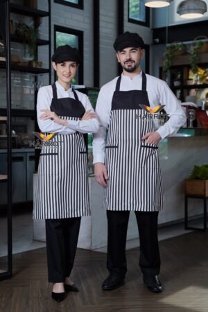 ผ้ากันเปื้อนเต็มตัว ลายวินเทจแต่งดำ