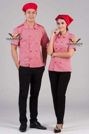 เสื้อพนักงานเสิร์ฟ แขนสั้น กระดุม 2 แถว